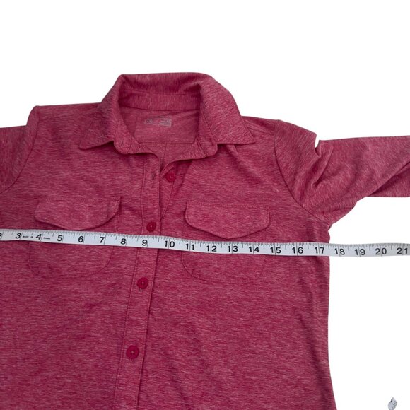 Eddie Bauer Women XS Pink Heather Button-Up Long-Sleeve Shirt Dual Chest Pockets - Picture 5 of 16
